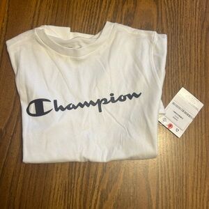 White champion T-shirt, size 8 youth